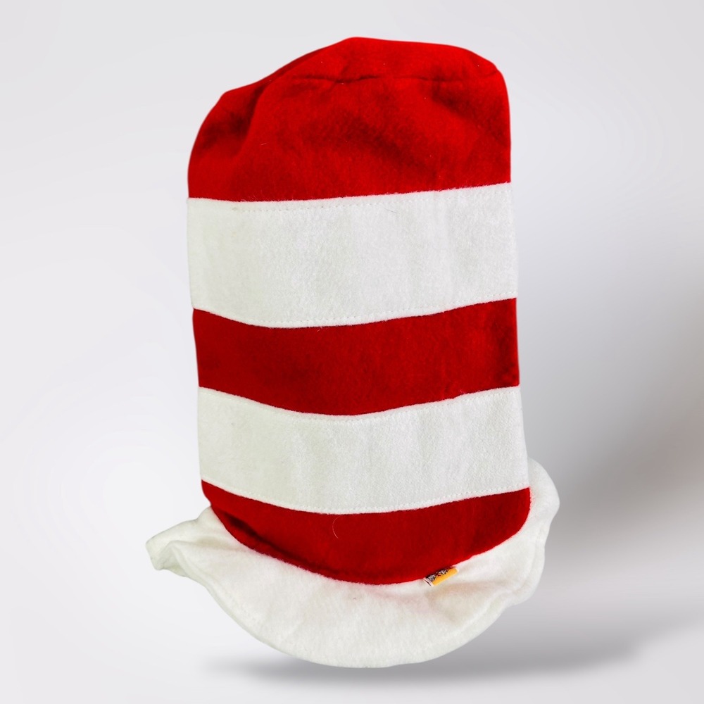 Dr Seuss Cat in the Hat Costume Hat Kids Youth Red White Striped Clown Alley